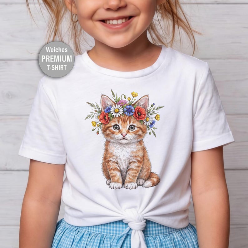 il_794xN.8194652687_9dz7.jpg Cat Graphic Girls T-Shirt - Image 1